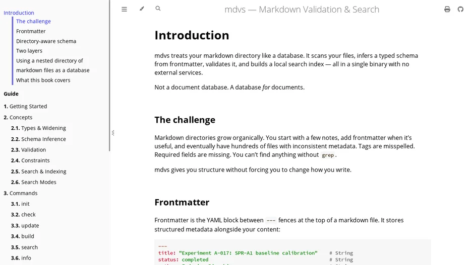 mdvs — Markdown Validation & Search