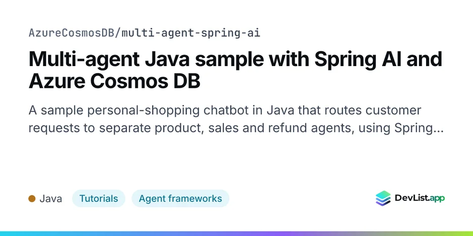 Multi-agent Java sample with Spring AI and Azure Cosmos DB