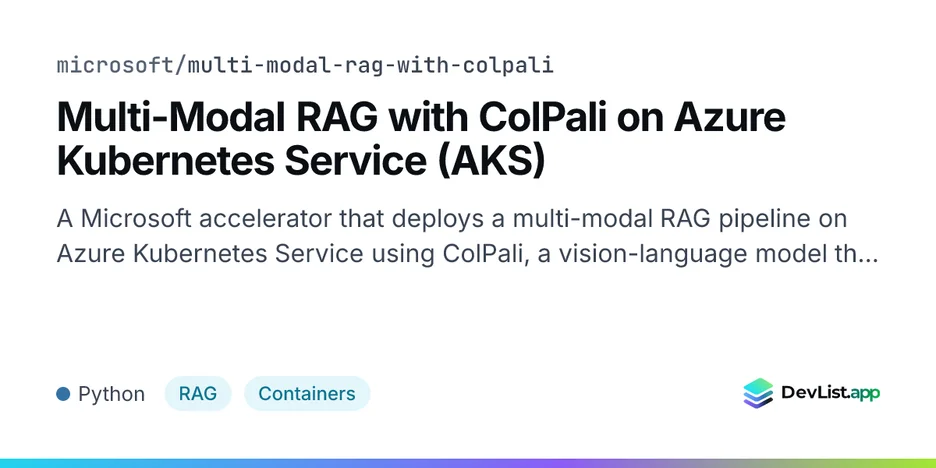 Multi-Modal RAG with ColPali on Azure Kubernetes Service (AKS)