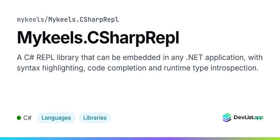Mykeels.CSharpRepl