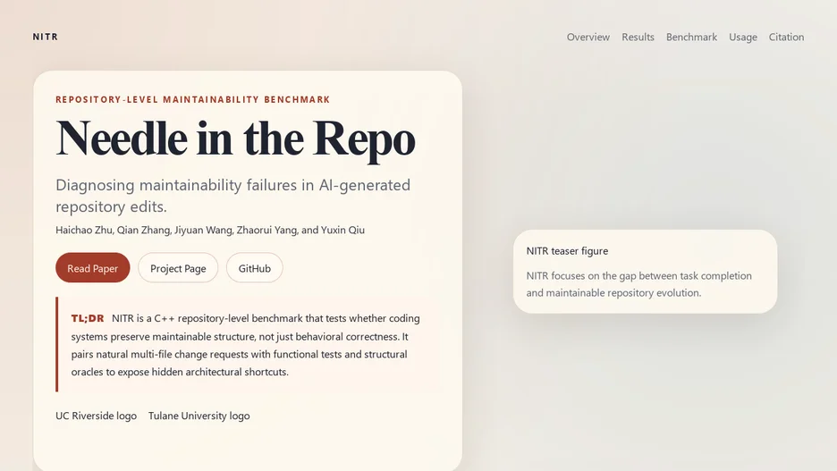 Needle in the Repo: A Benchmark for Maintainability in AI-Generated Repository Edits