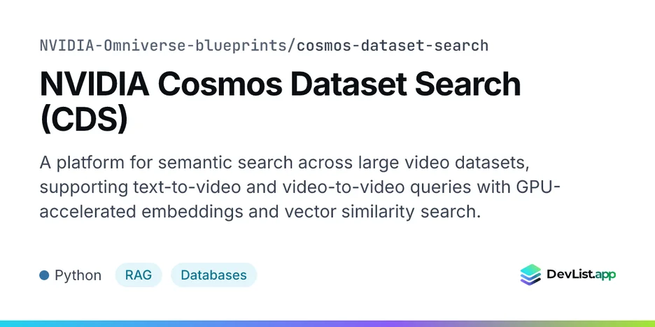 NVIDIA Cosmos Dataset Search (CDS)