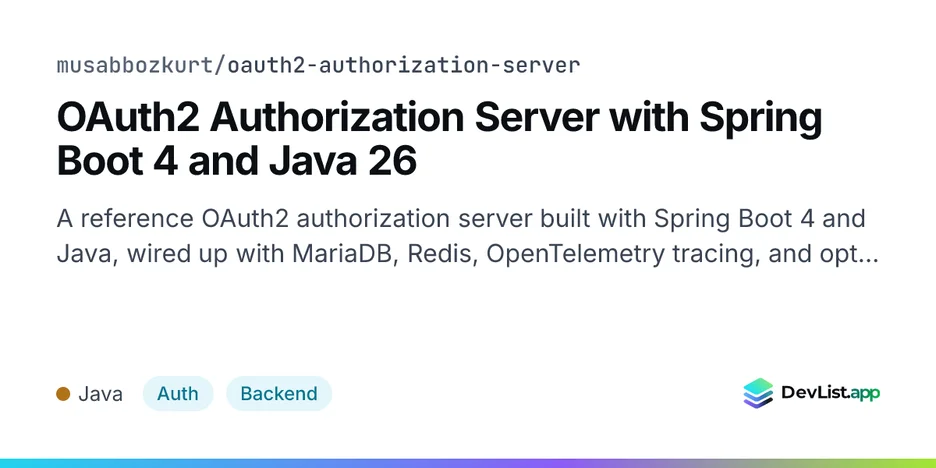 OAuth2 Authorization Server with Spring Boot 4 and Java 26