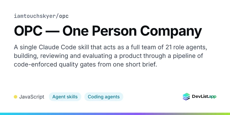 OPC — One Person Company