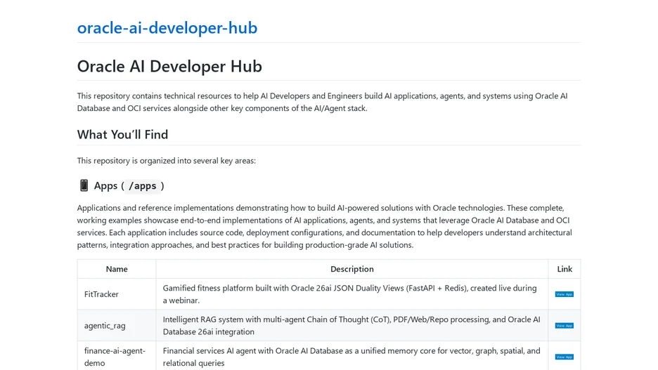 Oracle AI Developer Hub