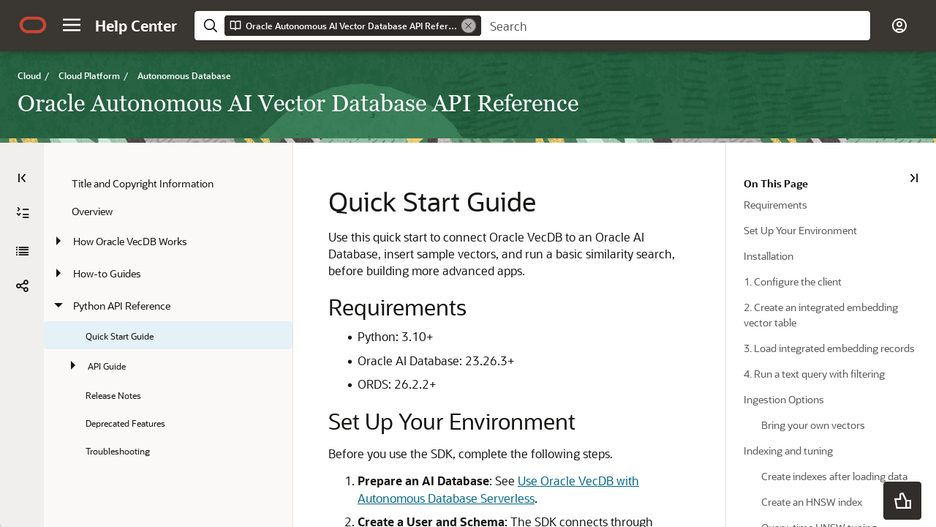 Oracle VecDB Python SDK