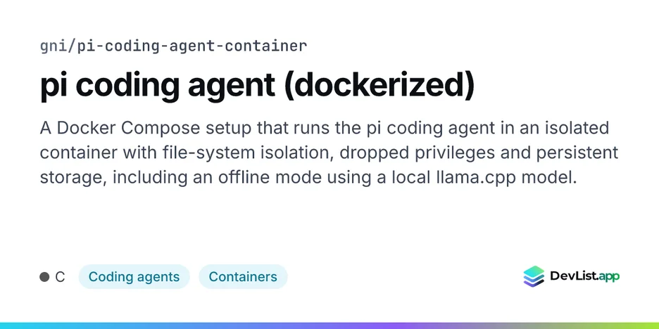 pi coding agent (dockerized)