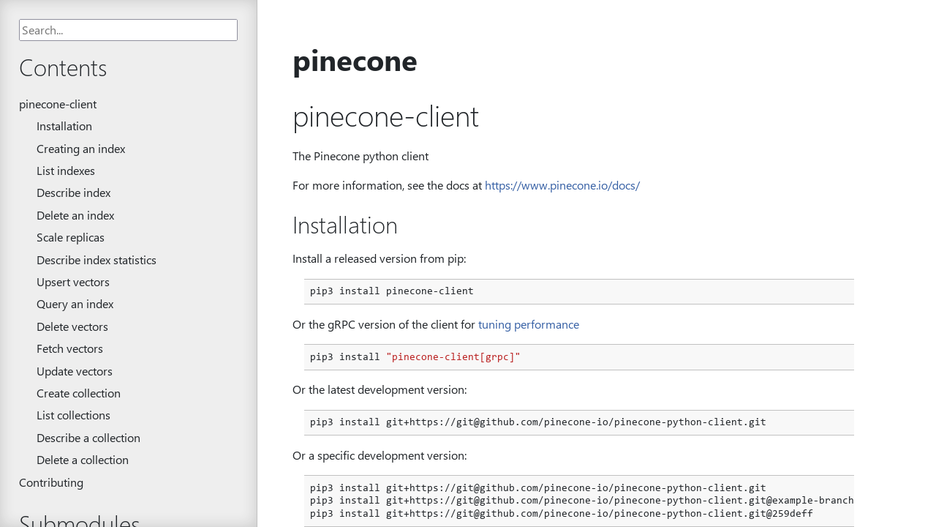 Pinecone Python SDK