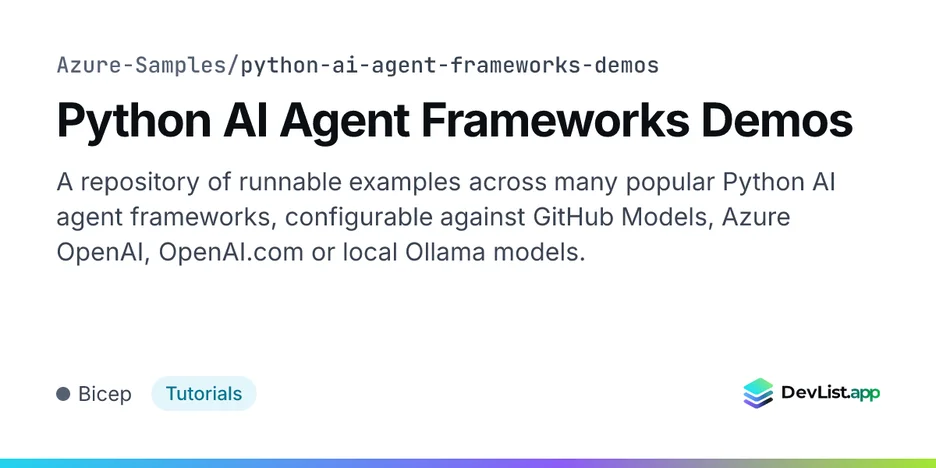 Python AI Agent Frameworks Demos