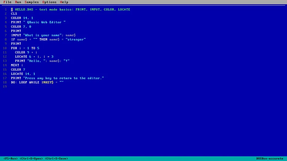 QBasic Web Editor
