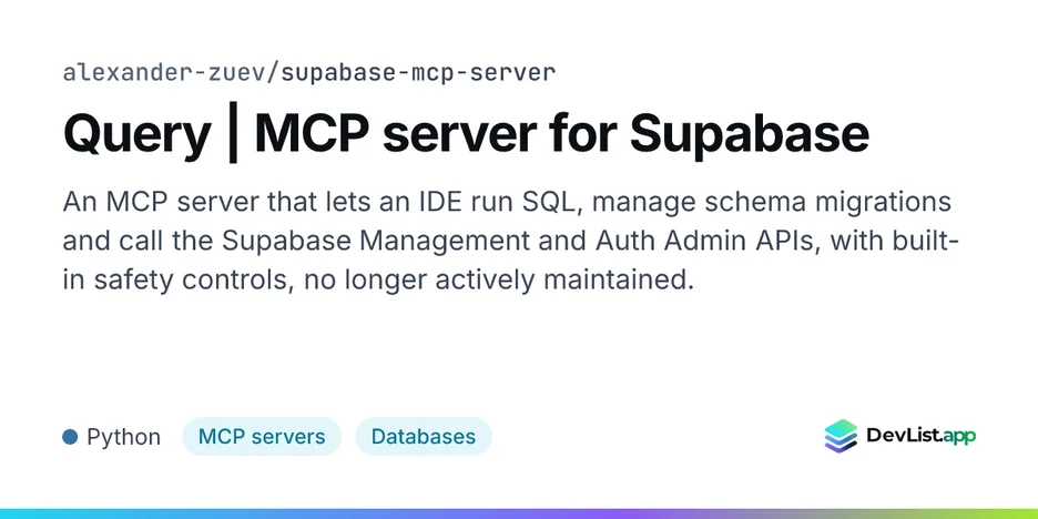 Query | MCP server for Supabase