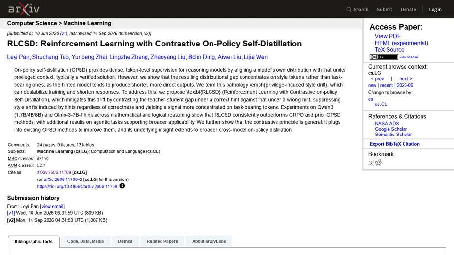 RLCSD: Reinforcement Learning with Contrastive On-Policy Self-Distillation