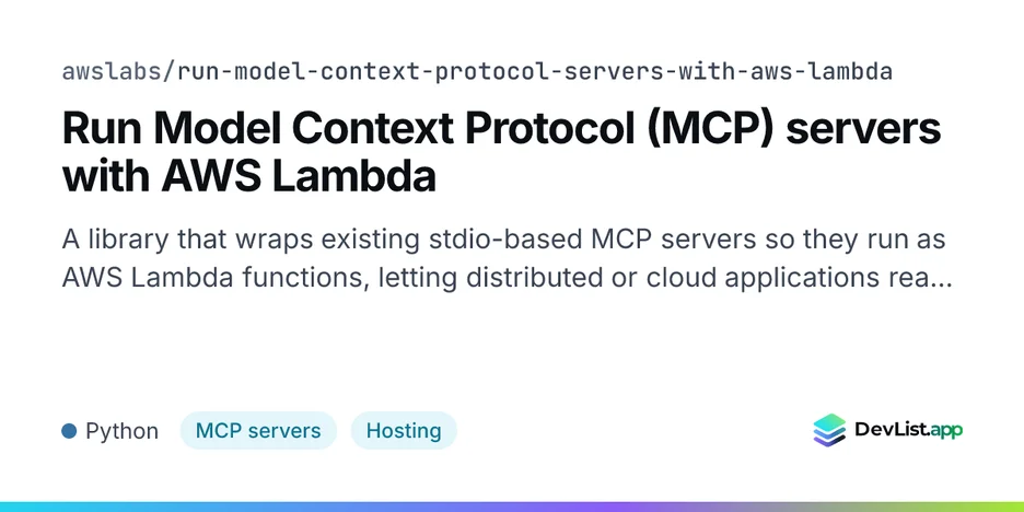Run Model Context Protocol (MCP) servers with AWS Lambda