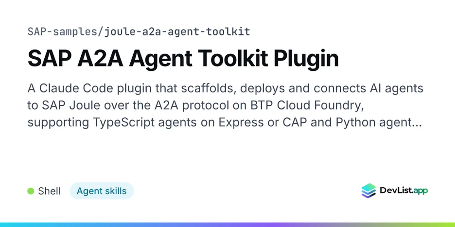 SAP A2A Agent Toolkit Plugin