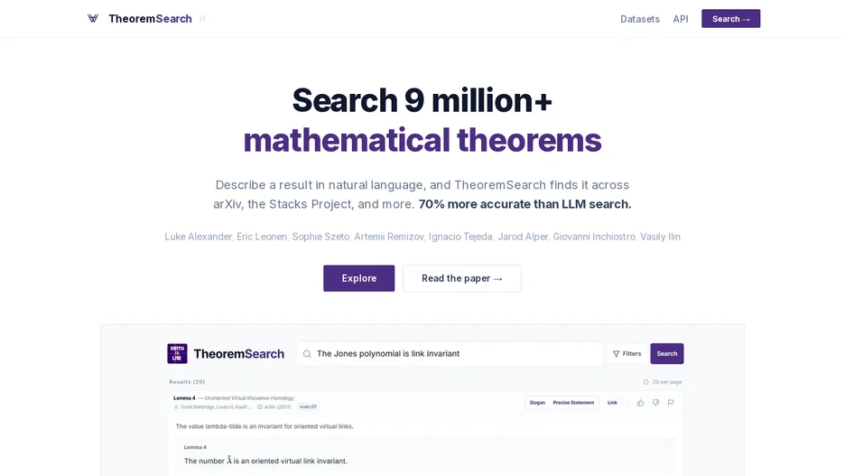 Semantic Search over 9 Million Mathematical Theorems