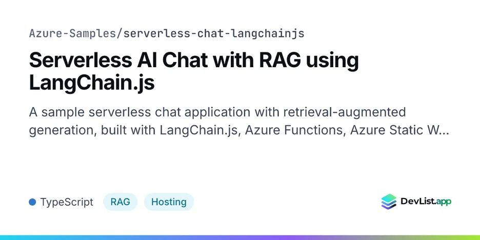 Serverless AI Chat with RAG using LangChain.js