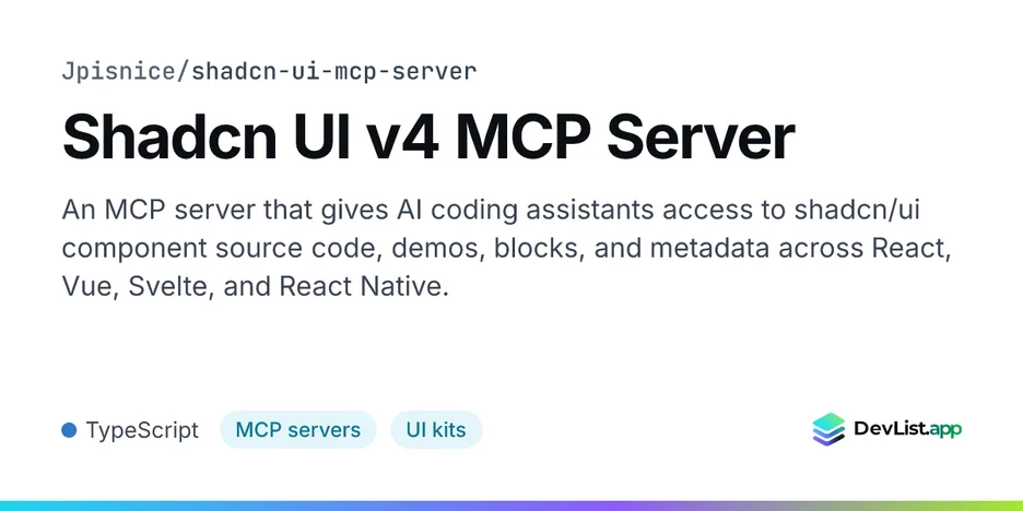 Shadcn UI v4 MCP Server