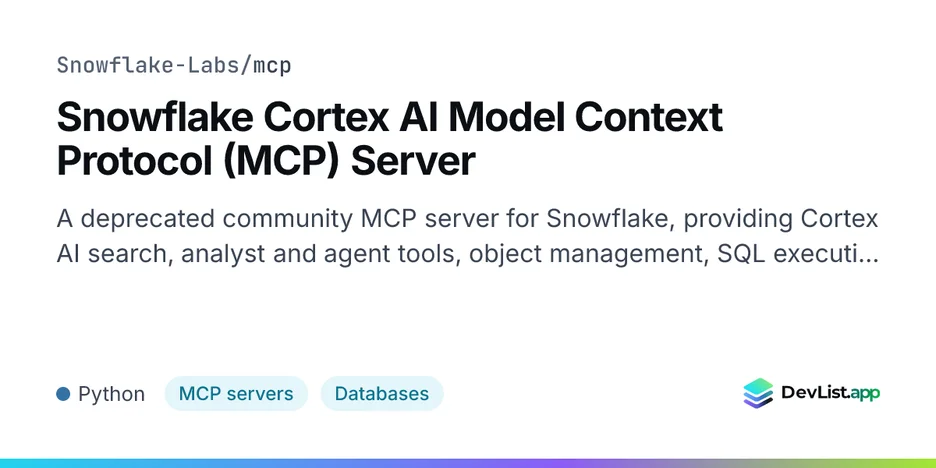 Snowflake Cortex AI Model Context Protocol (MCP) Server