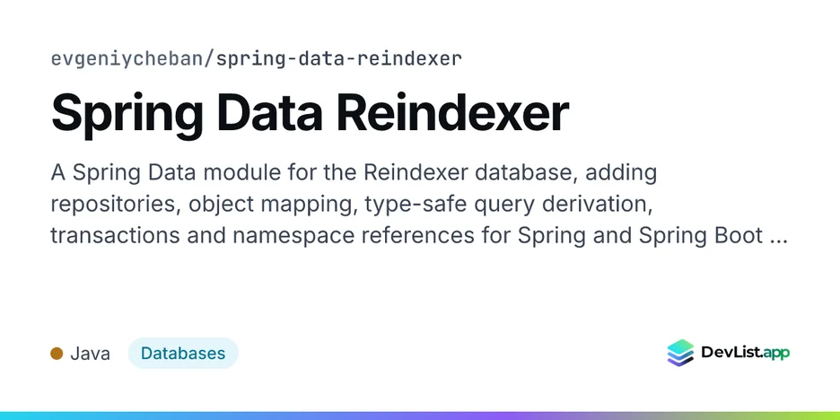 Spring Data Reindexer