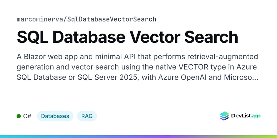 SQL Database Vector Search