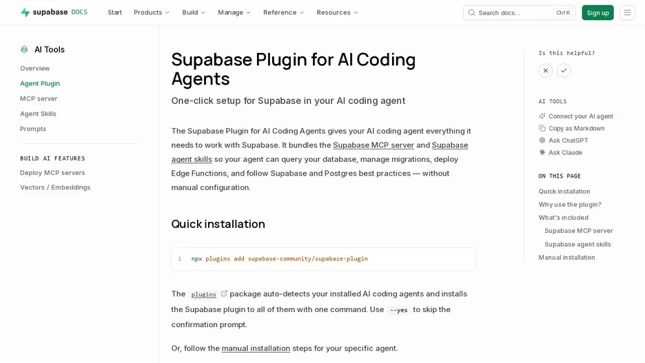 Supabase Agent Plugin