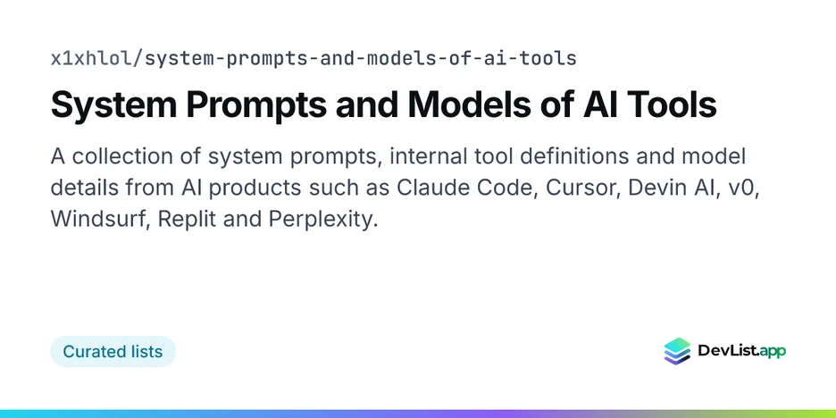 System Prompts and Models of AI Tools