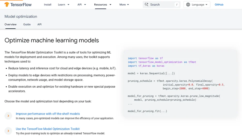 TensorFlow Model Optimization Toolkit