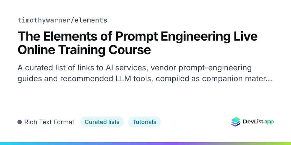 The Elements of Prompt Engineering Live Online Training Course