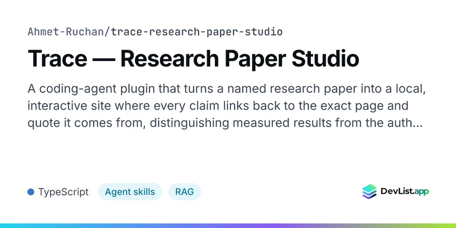 Trace — Research Paper Studio