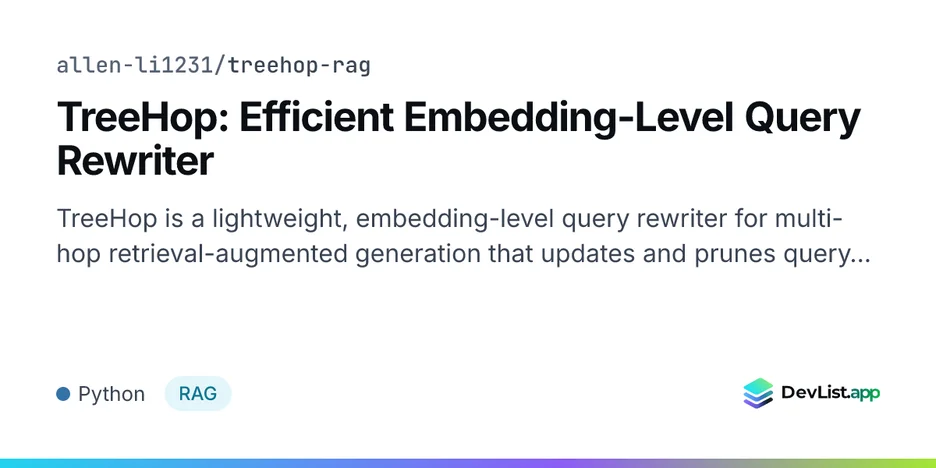 TreeHop: Efficient Embedding-Level Query Rewriter