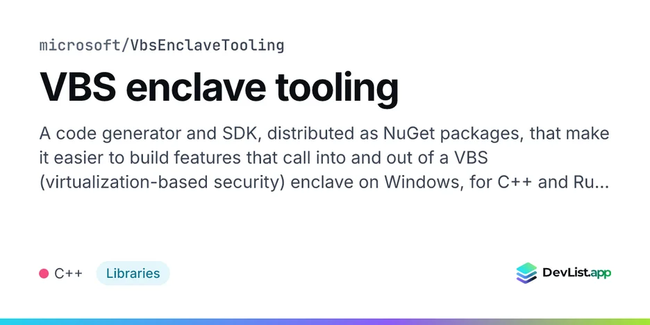 VBS enclave tooling