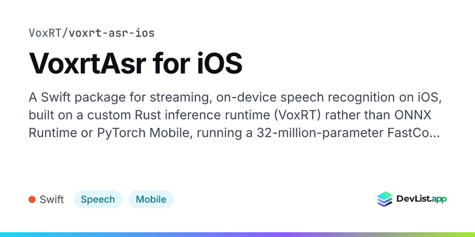 VoxrtAsr for iOS