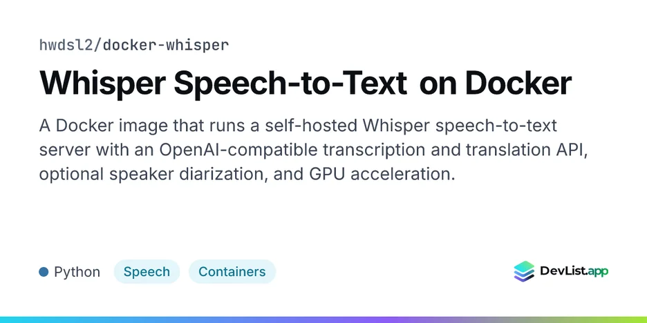 Whisper Speech-to-Text on Docker