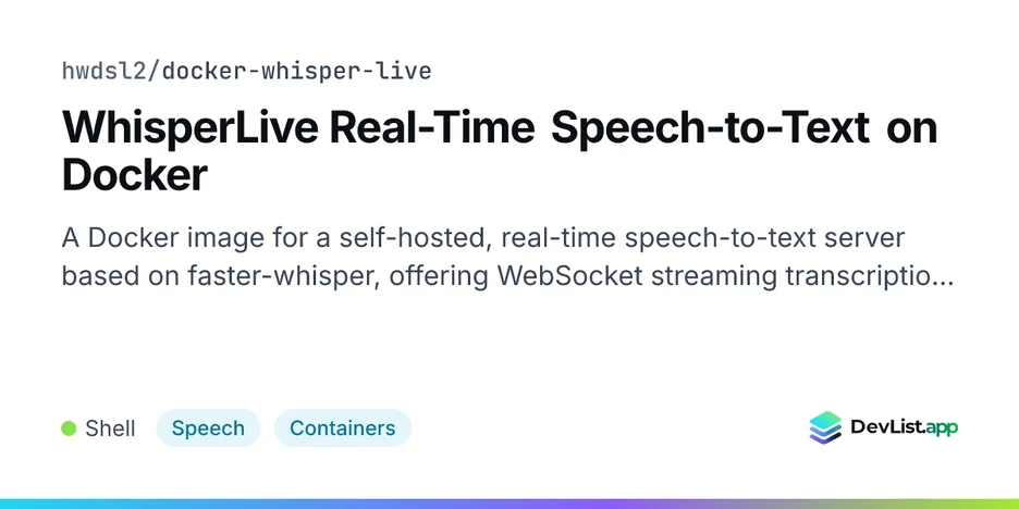 WhisperLive Real-Time Speech-to-Text on Docker