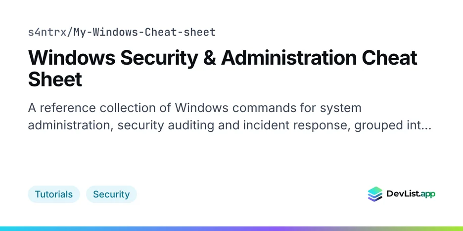 Windows Security & Administration Cheat Sheet