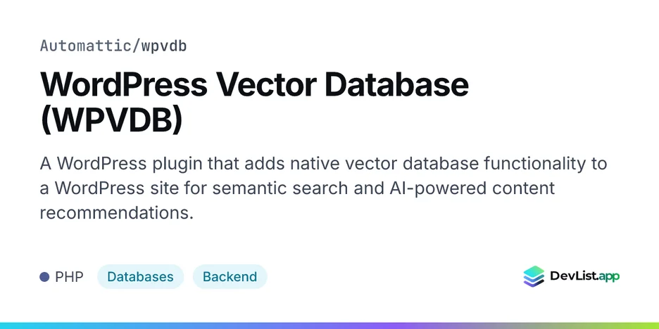 WordPress Vector Database (WPVDB)
